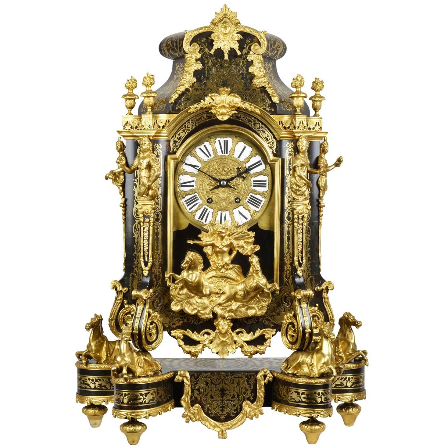 Large, 19th Century Boulle inlaid Mantel clock