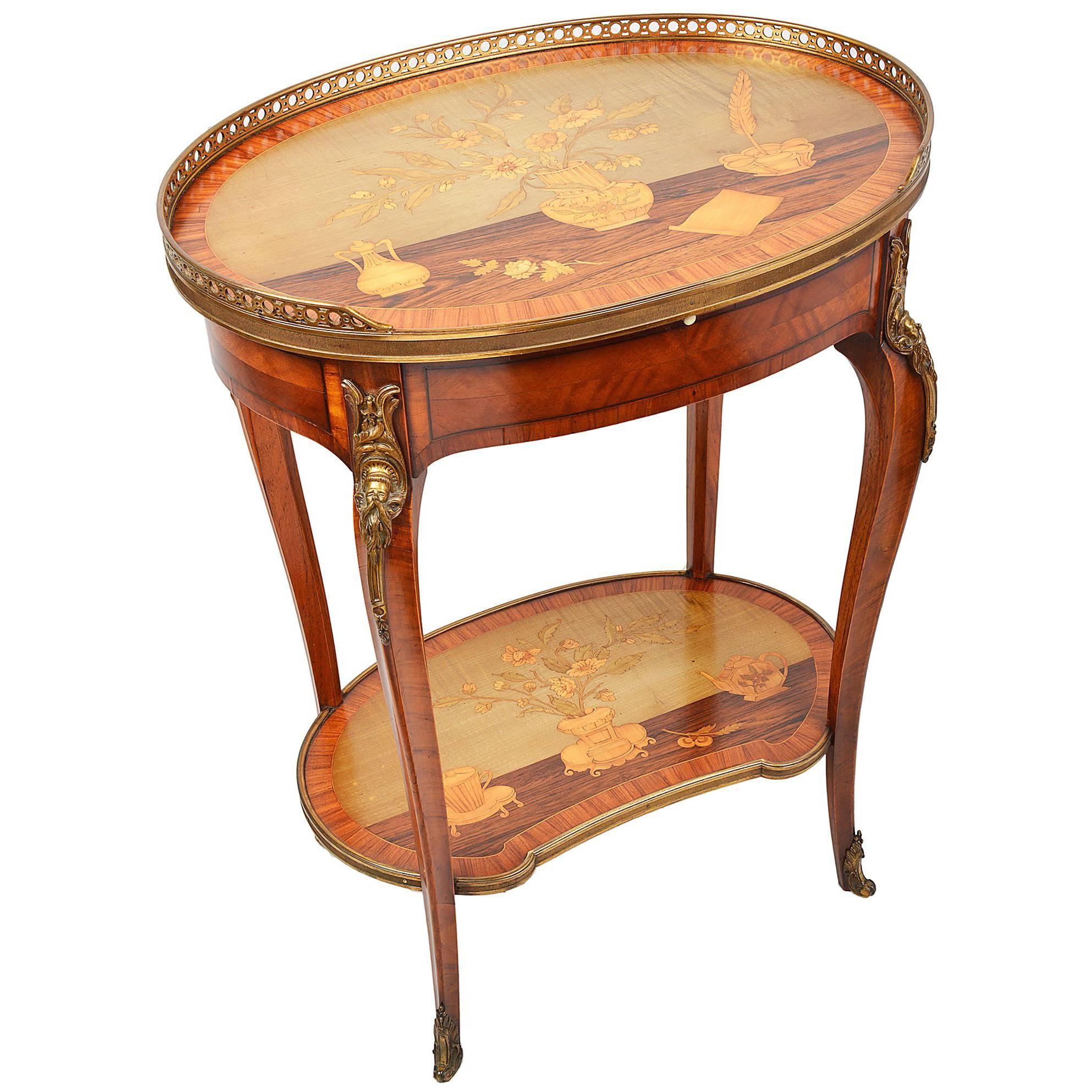 Louis XVI Style Inlaid Side Table, 19th Century
