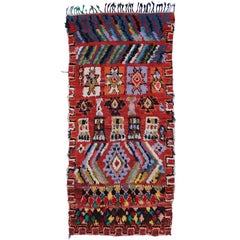 Vintage Berber Boucherouite Moroccan Rug with Modern Tribal Style