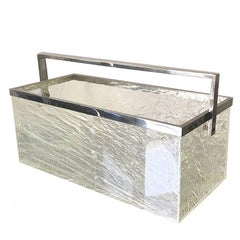 Magazine Rack Lucite Ice Effect and Steel, Italian Design 1970s, Rizzo Style