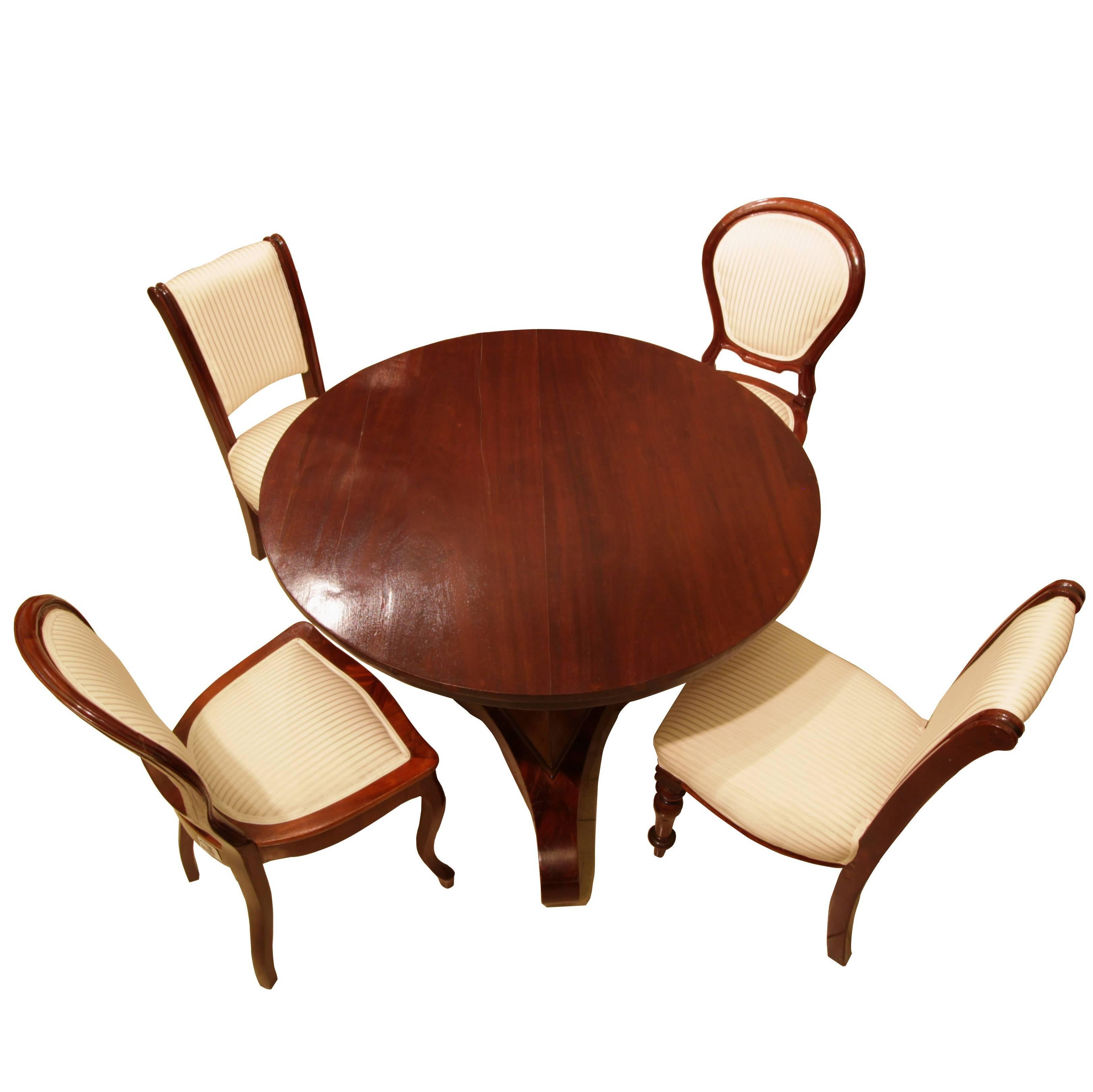19th Century, Mahogany Set of Center Table and Four Chairs