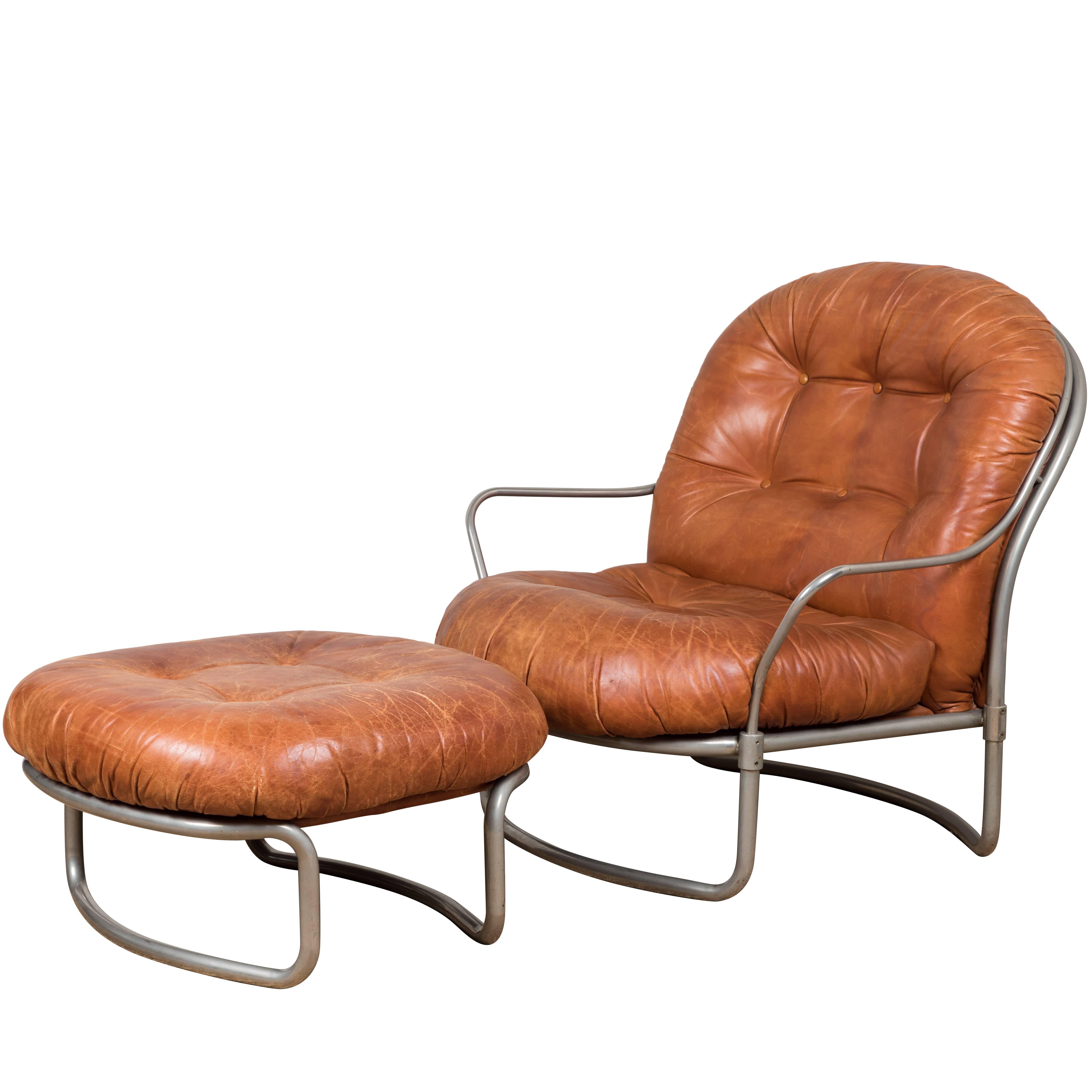 1969 Carlo DiCarli Chair and Ottoman For Sale