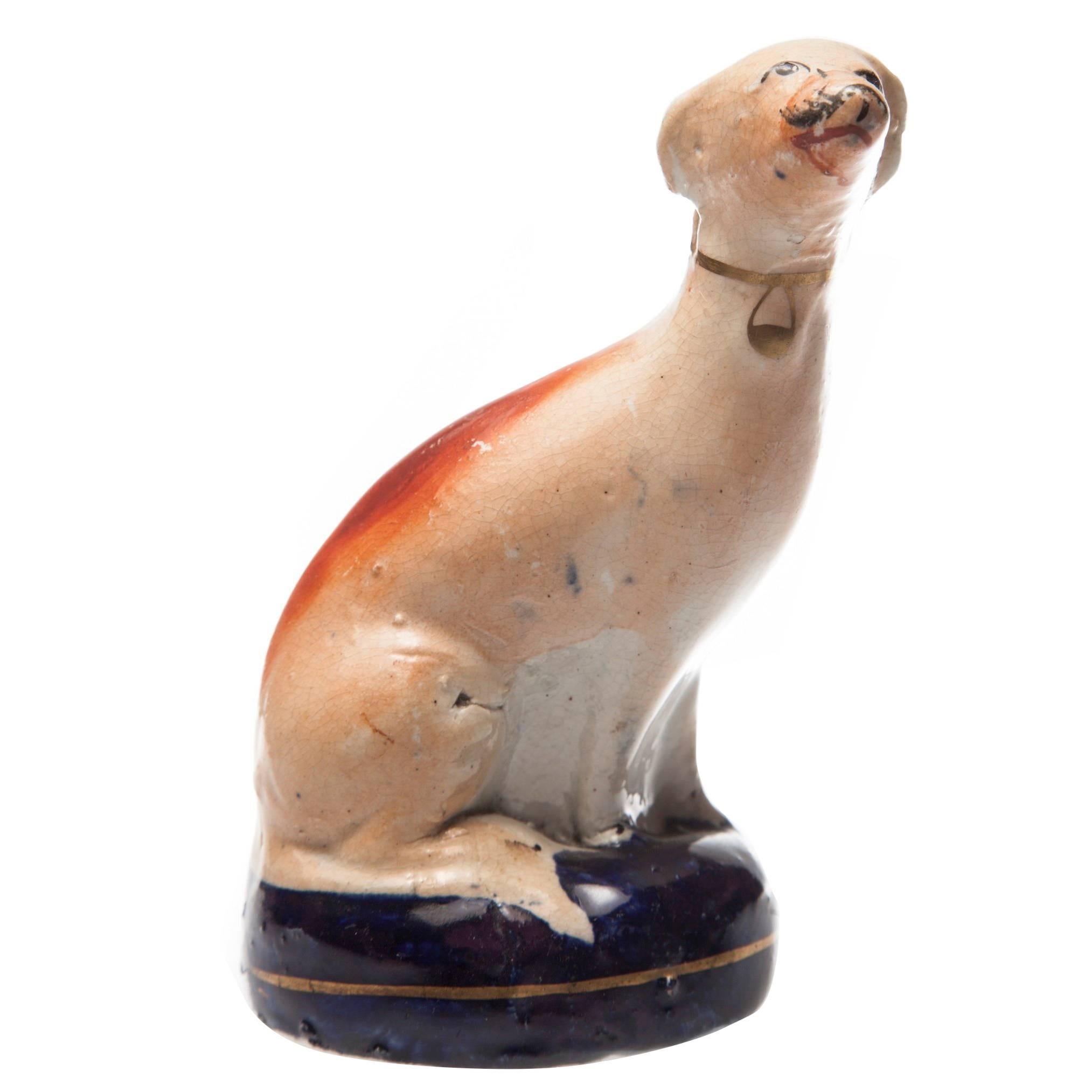 Antique Staffordshire Porcelain Dog Figurine For Sale