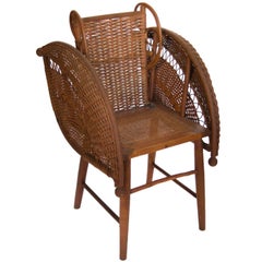 Antique Rattan Chair by Heywood Wakefield in Reed, Rattan and Wood