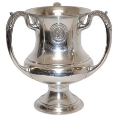 Large Three Handled Sterling Silver Horse Show Trophy Loving Cup, 1916