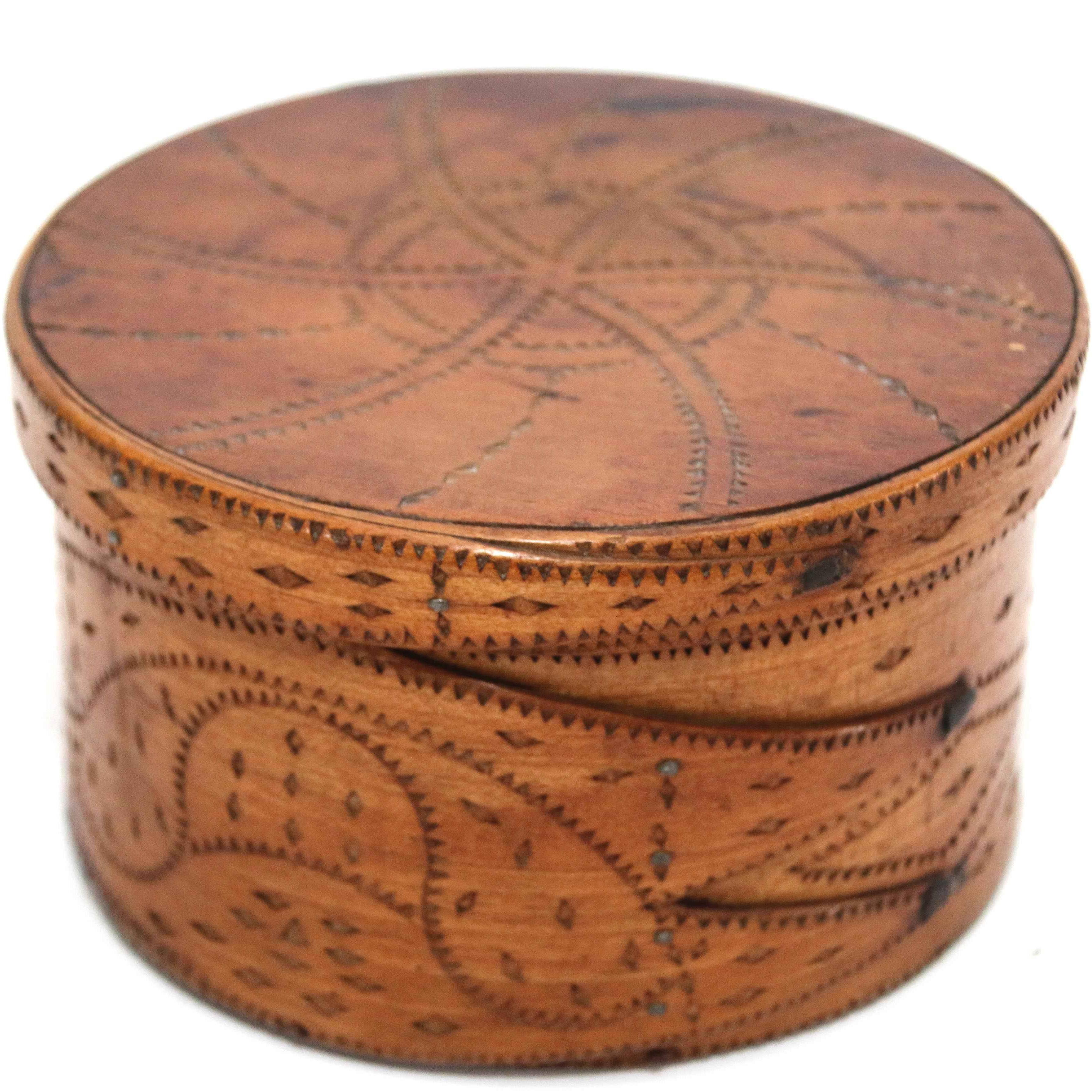 Early 19th Century Folk Art Decorated Bentwood Storage Box For Sale