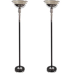 Pair of Machine Age Art Deco Floor Lamps by Gilbert Rohde for Mutual Sunset Co.