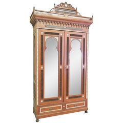 Moroccan Carved Inlaid Armoire