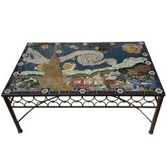Vintage Studio Mid-Century Mosaic Tile Coffee Table Van Gogh Style California