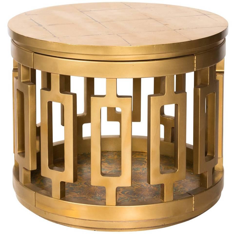 Gilded Midcentury Side Table For Sale