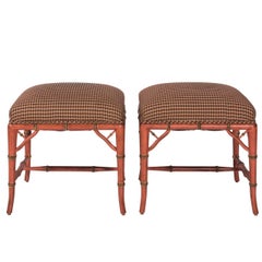 Pair of Faux Bamboo Stools