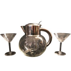 Glass Cocktail Jug with Silver Plated Handles