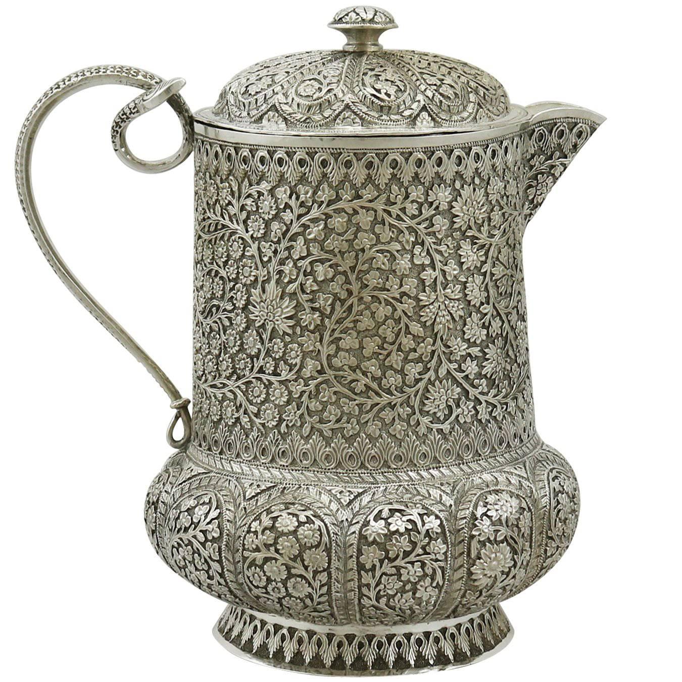 1880s Antique Indian Silver Water Jug