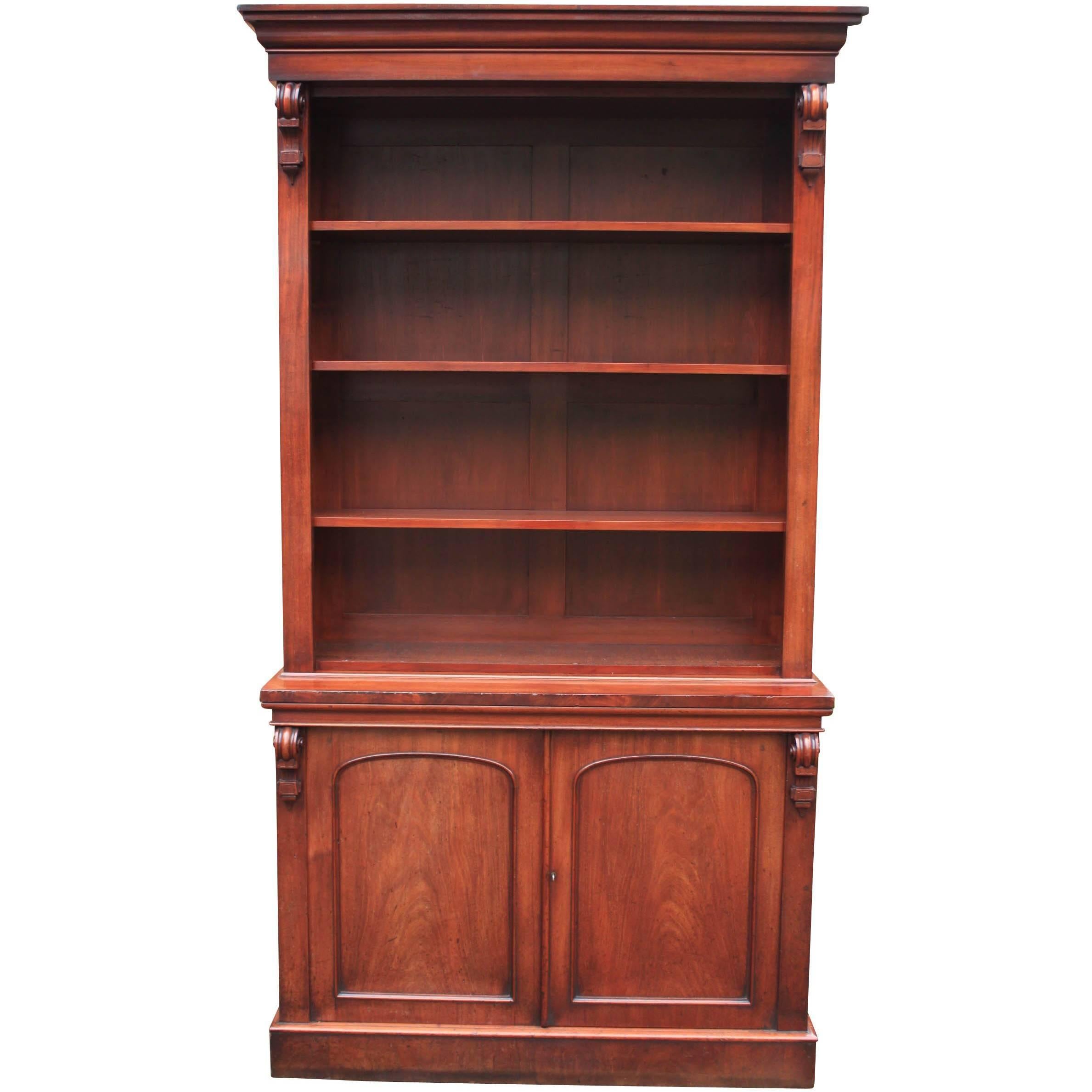 Large Mahogany Open Bookcase For Sale