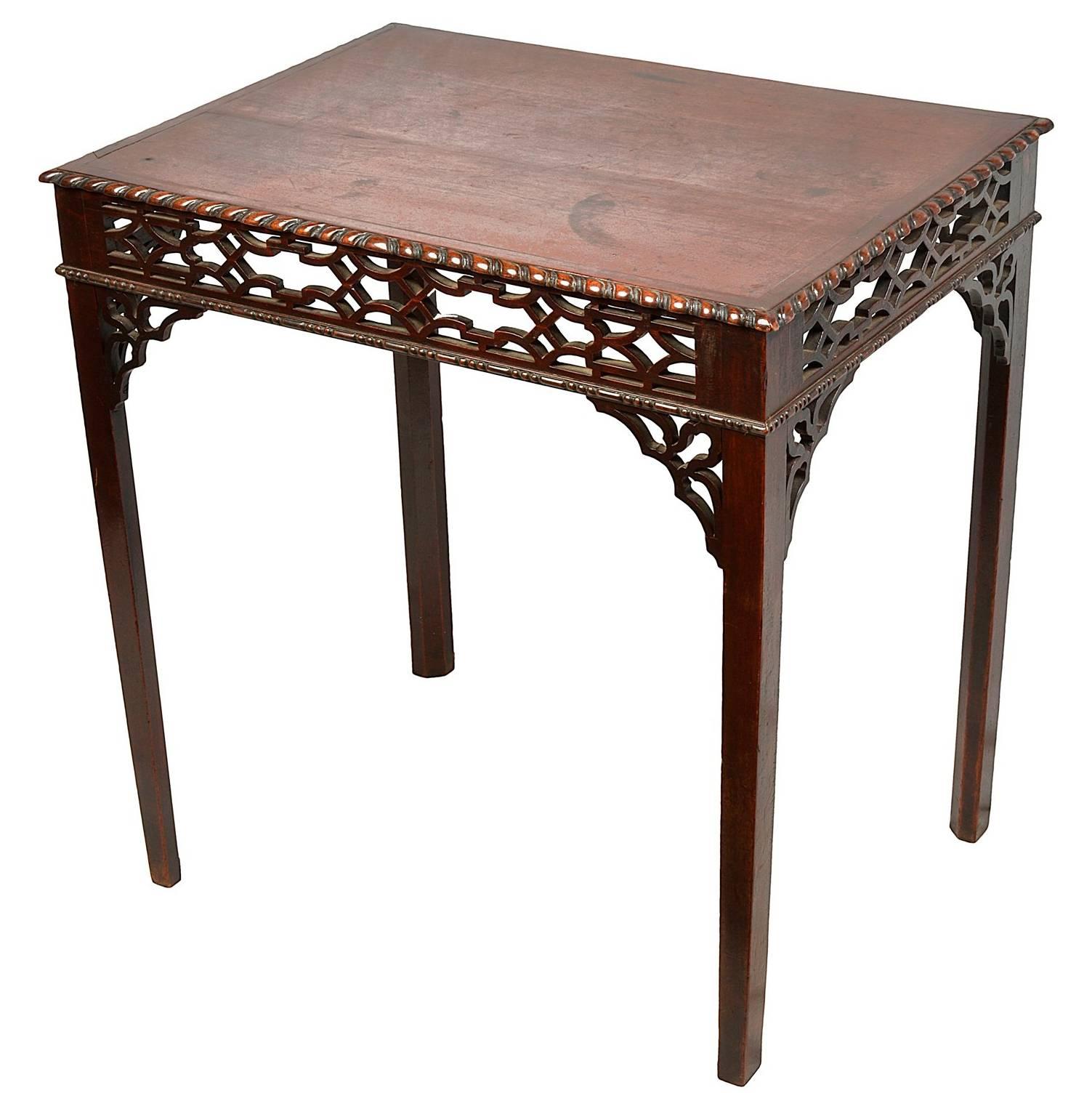 Chippendale Style Mahogany Side Table, 19th Century For Sale