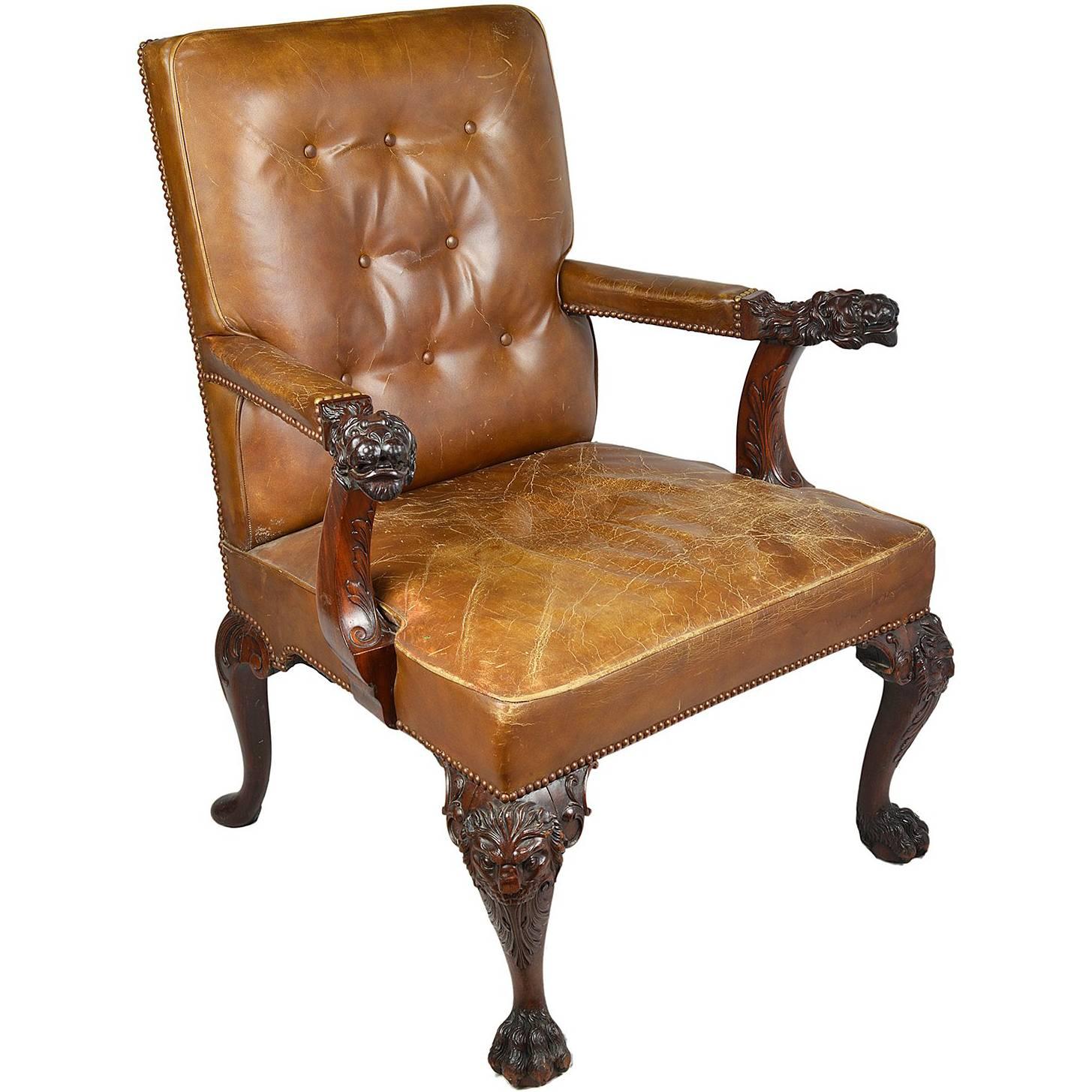 Chippendale Influenced Desk Chair, circa 1890