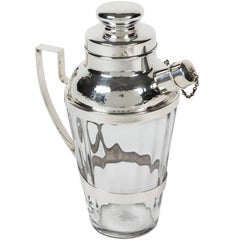 Retro Crystal and Hammered Sterling Silver Cocktail Shaker by Webster Company