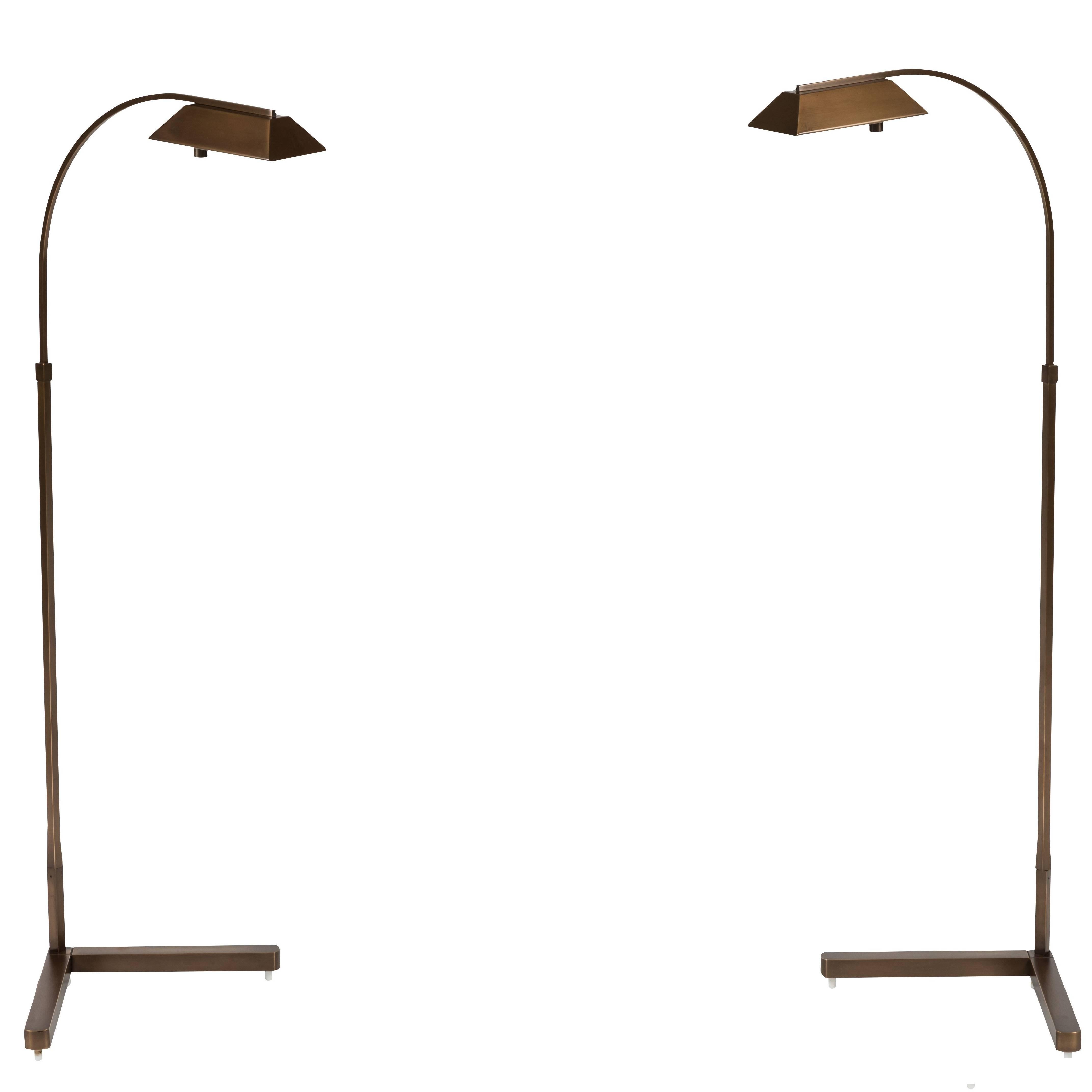 Beautiful Pair of Vintage Brass Task Lamps by Casella Lamps