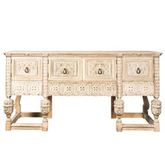 Antique Carved Oak Long Sideboard