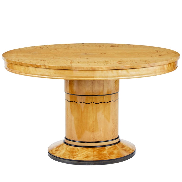 Art Deco Birch Inlaid Oval Center Table For Sale at 1stdibs
