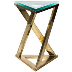 Brass Triangle Side Table, circa 1970