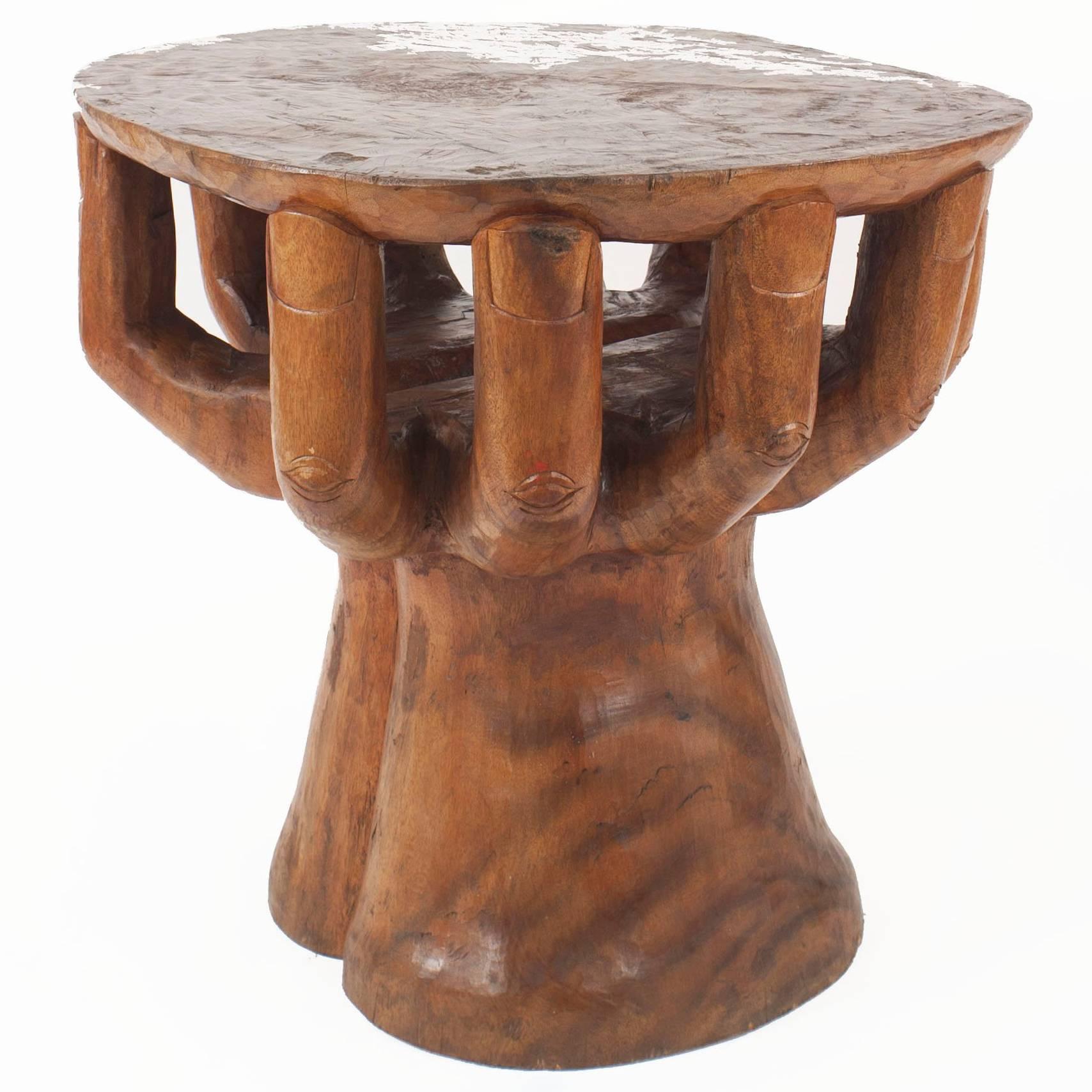 Rustic American Walnut Carved Centre/End Table