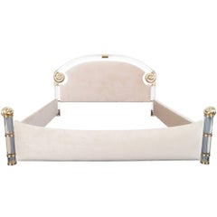 Vintage Exceptional Lucite and Brass King-Sized Bed by Marcello Mioni