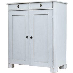 19th Century Swedish Painted Pine White Cupboard