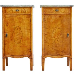 Antique Pair of Early 20th Century Birch Art Nouveau Bedside Cupboards