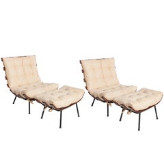 Martin Eisler and Carlo Hauner Costela or 'Rib' Chairs with Ottomans