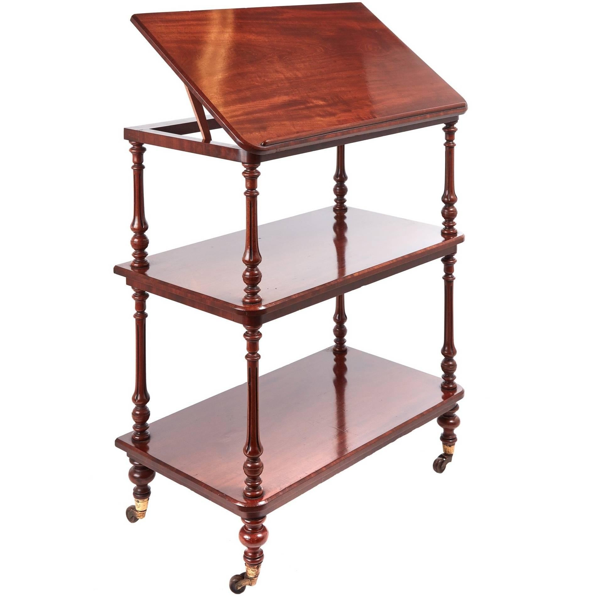 Quality Victorian Mahogany Three-Tier Dumb Waiter For Sale