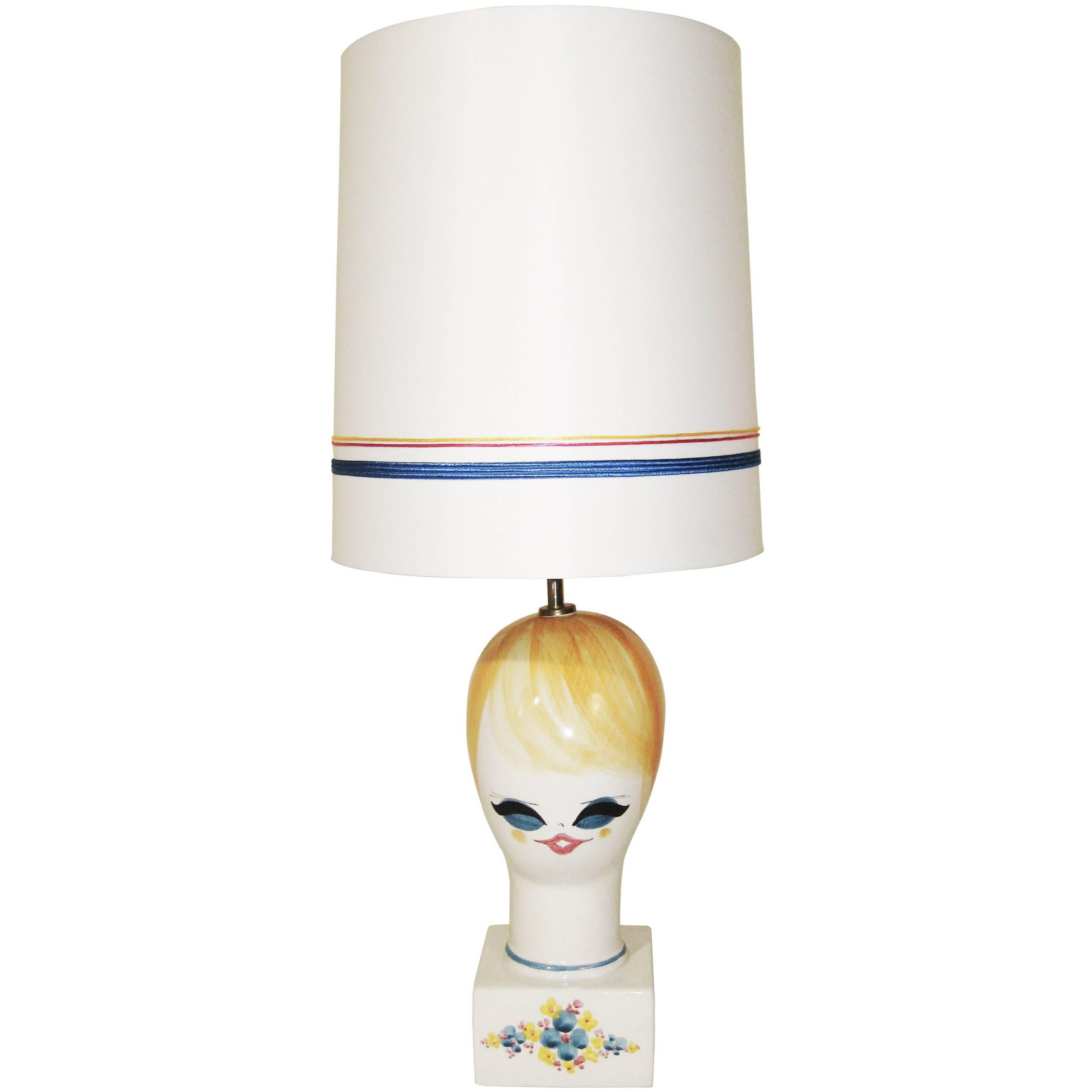 Midcentury Ceramic Hand-Painted Table Lamp, Italy, circa 1970 For Sale