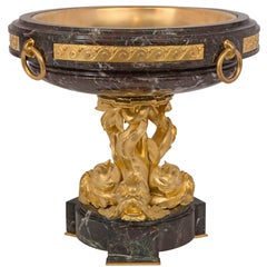 French 19th Century Neoclassical Style Rosso Levanto Marble and Ormolu Tazza