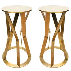 Pair of 1980s Italian Pedestals in Bronze in the Taste of Ettore Sottsass