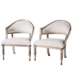 Pair of Swedish Gustavian Style Barrel Back Chairs, circa 1850