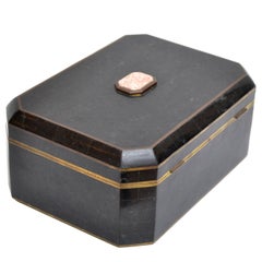 Maitland-Smith Tessellated Bone over Wood Box with Brass Inlay