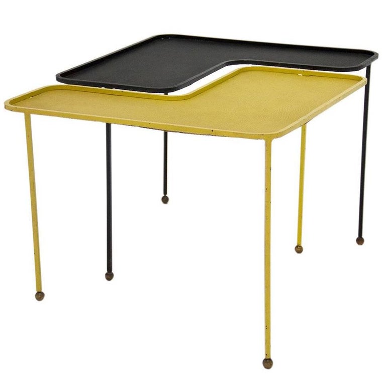 Mathieu Matégot pair of Domino tables, ca. 1950, offered by Galeria Miquel Alzueta