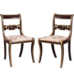 Pair of English Regency Classical Paint Decorated Side Chairs