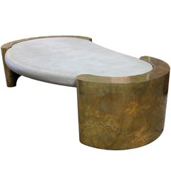 Italian Coffee Table with Gold Plated Brass