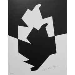 Black and White Lithograph/Screen Print Titled Uzok by Victor Vasarely, 1973