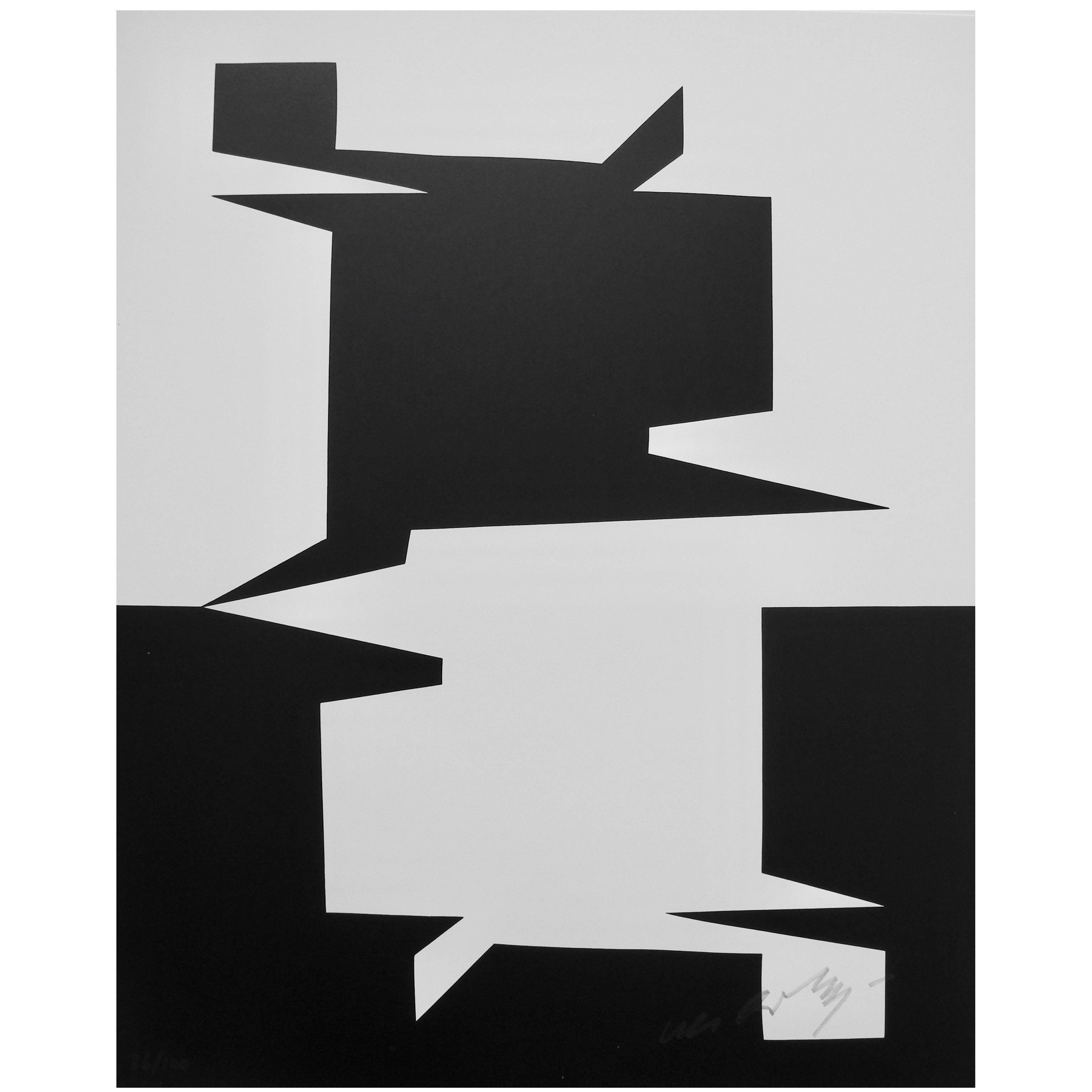 Black and White Lithograph/Screen Print Titled Imbituba by Victor Vasarely, 1973 For Sale