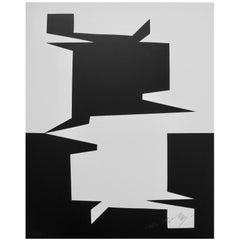 Black and White Lithograph/Screen Print Titled Imbituba by Victor Vasarely, 1973