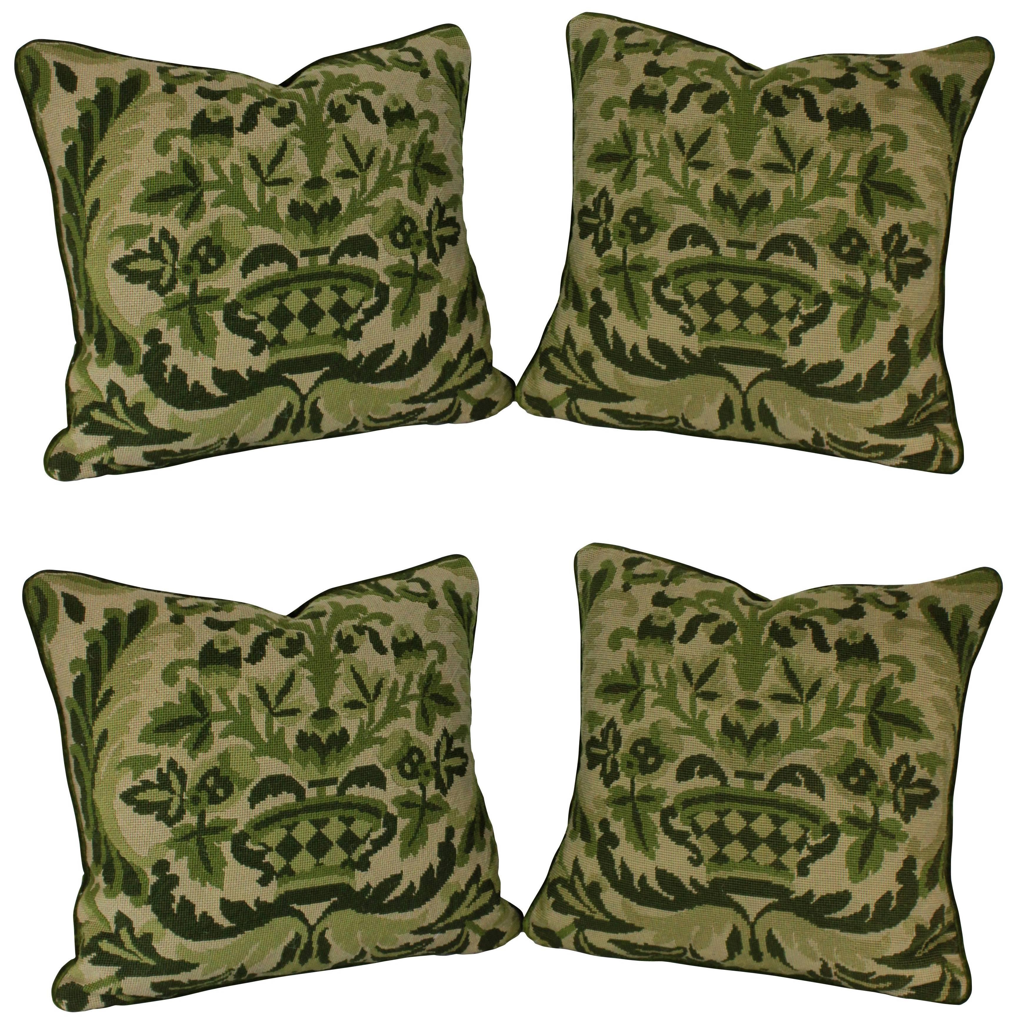 Four French Needle Point Cushions