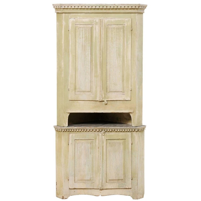 Swedish Late 18th Century Period Gustavian Corner Pale Green w