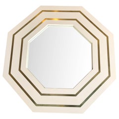 Vintage Jean Claude Mahey Ivory Lacquered Octagonal Mirror