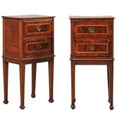 Pair of Exquisite Italian Wood Comodini Tables from the Early 19th Century