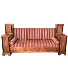 Period Antique Swedish Empire Carved and Bronze Accented Sofa