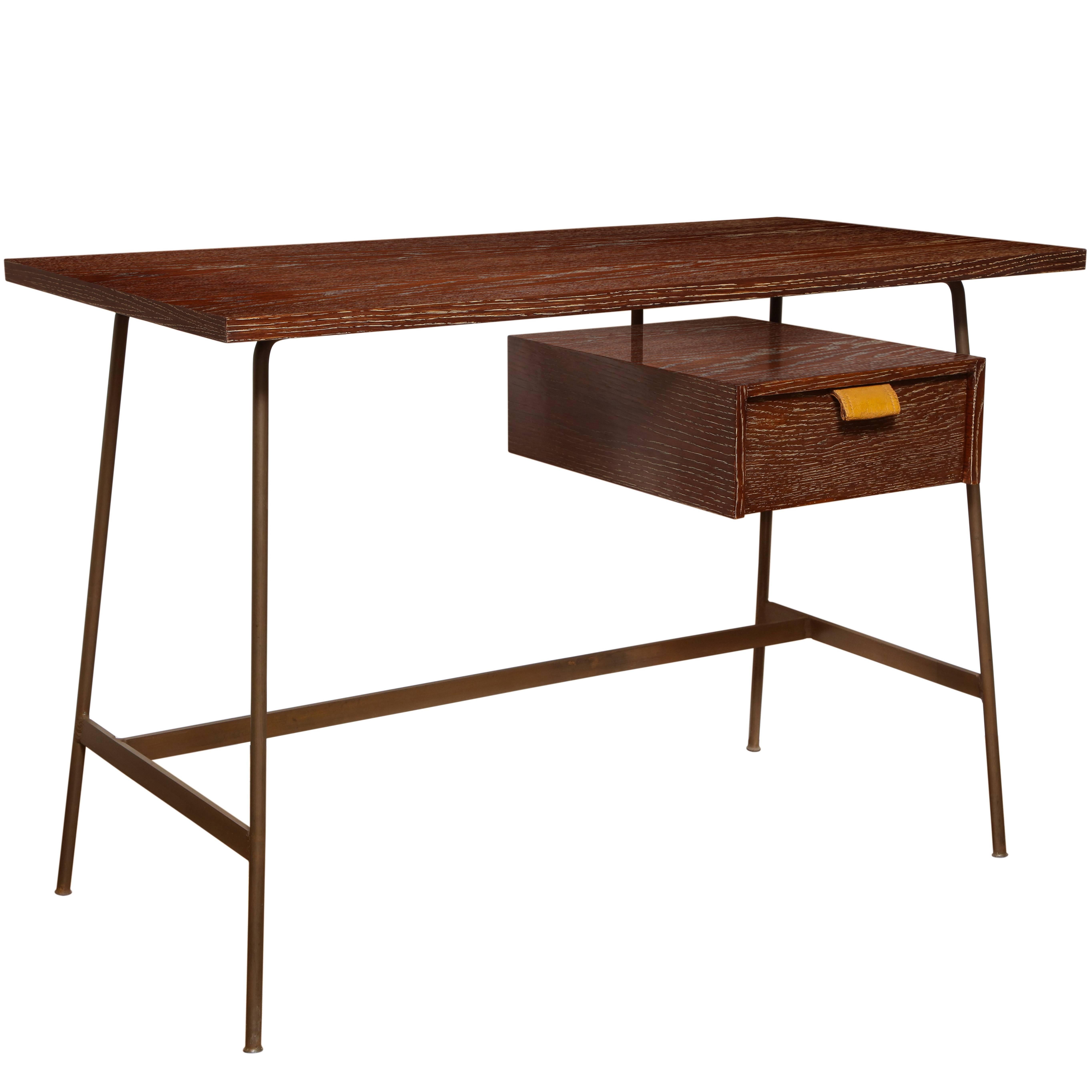 A New Mid-Century Style Cerused Oak Desk For Sale
