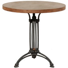 French Iron Bistro Table with Early 19th Century Iron Base, Indoor/Outdoor