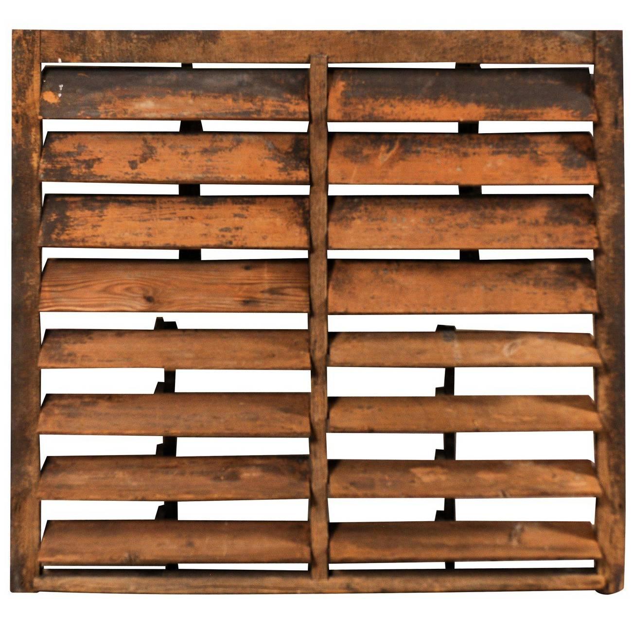 Persiana Americana Vintage Rústica Grande de Madera Muy Bien Desgastada